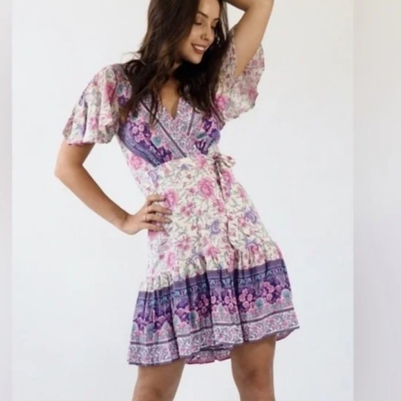 salty bright Dresses & Skirts - Salty Bright Boho Printed Wrap Dress 8